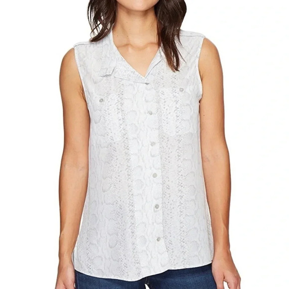 Equipment Femme Sleeveless Alma Snakeskin-Print Silk Top Size Small - Picture 1 of 10